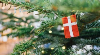 Celebrating Christmas in Copenhagen near a Christmas tree