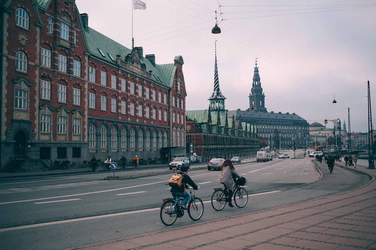 Cyclists riding on the streets of Copenhagen 