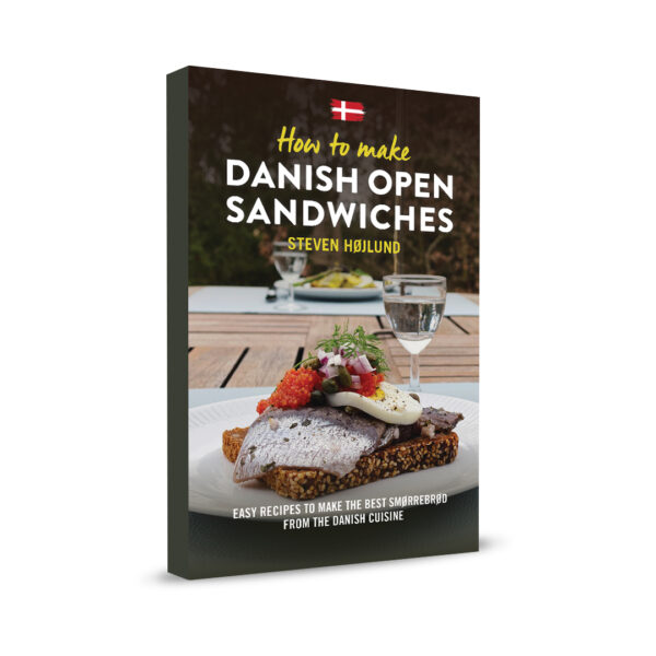 A book called How to make Danish open sandwiches, facing left