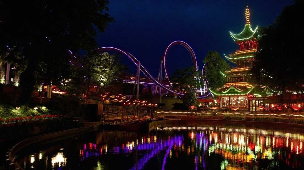 Tivoli Gardens is a popular amusement park in Copenhagen, with rides, attractions, and beautiful gardens.